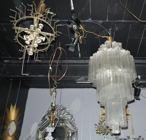 Paire de lustres Venini cristal de Murano de forme pentagonale modéle Tronchi par Véronese – Image 4