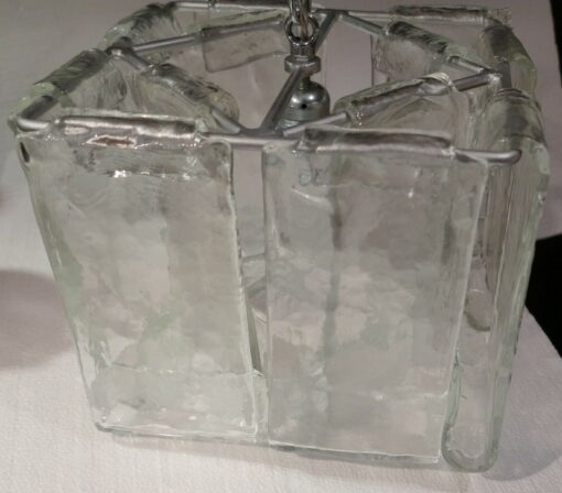 1970' Paire de Lustres ou Lanternes par Fratelli en Forme de Cage Cristal de Murano – Image 6