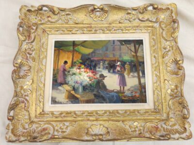 1950' Picture ''Flower Market" Balmigère