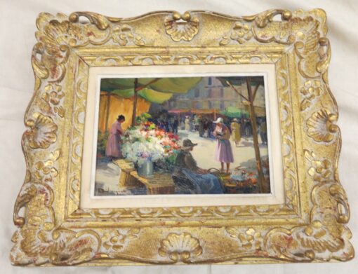 1950' Picture ''Flower Market" Balmigère