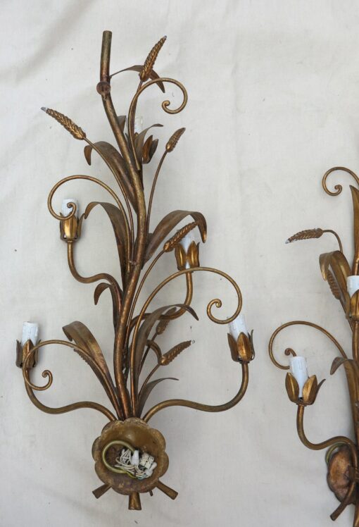 Paire d'Appliques Fer Doré Gerbe de Blé – Image 6