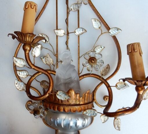 1970' Pair Wall Lamp Deco Chinese in the Style of  Maison Baguès - Image 8