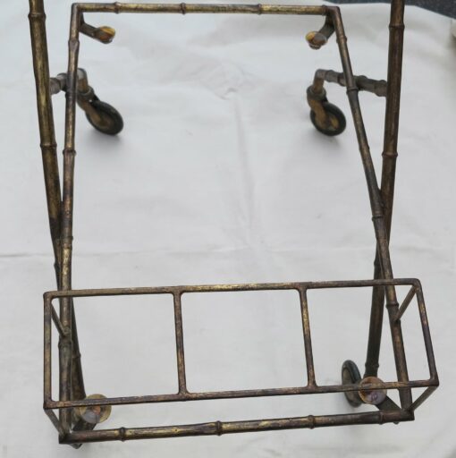 Bar roulant en fer doré Maison Bagués décor bambou – Image 6