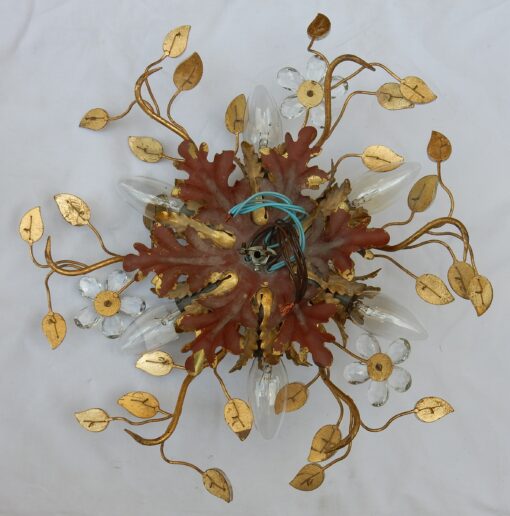 1950/70 Pair of Ceiling Lights has Floral Decoration in the Style of  Maison Bagués - Image 6