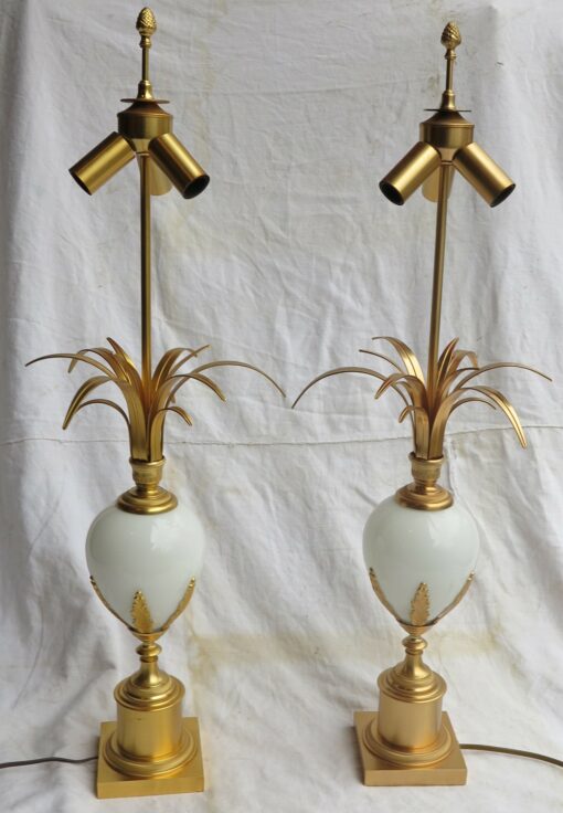 Pair of Lamps Style Maison Charles in White Opaline