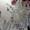 1950' Murano Chandelier Has 6 Blue Glass Lights Opalescent and Pink Molten Glass - Image 6