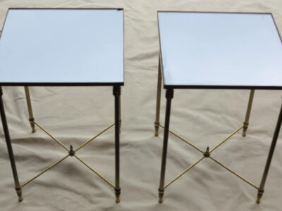 1970' Pair  of end of sofa 32,5 X 32,5 Maison Bagués with top miror with entretoise
