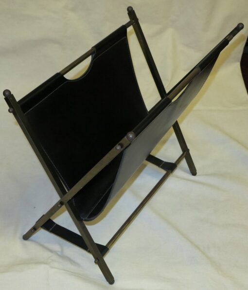 1950/70 Jacques Adnet skaï and brass carry newspaper - Image 3