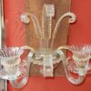 1950/70' Paire d'Appliques à 2 Bras de Lumière en Cristal de Murano Avec Paillons d'Or Modèle Jet d'Eau Véronèse 33 H X 36 cm – Image 8