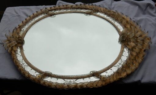 1970/80' Miroir Cristal Murano Véronèse avec Inclusions de Feuilles d'Or – Image 3