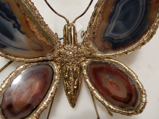 1970' Wall Lamp Butterfly Duval Brasseur With Wings Agates 30 X 30 CM - Image 4