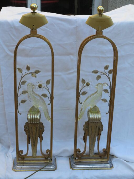 1970' Paire de lampes a la perruche style Bagués – Image 8