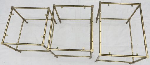 1950/70 Series of 3 gicognes tables Modél Bamboo Maison Bagues top silvered frame - Image 2