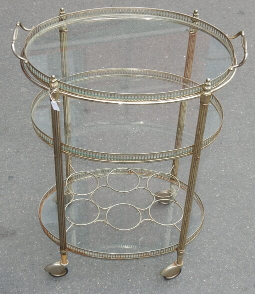 1950/70 Rolling Bar Silvered Brass Maison Bagués 3 Levels