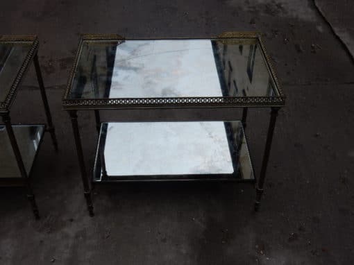 1950/70' Pair  Of End Of Sofa Maison Bagués  With Tops In Oxyded mirror With Openwork Galleries 60 X 38 cm - Image 6
