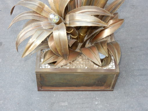 1970' Plante Éclairante en Laiton Maison Jansen 3 Têtes Style Baroque – Image 7