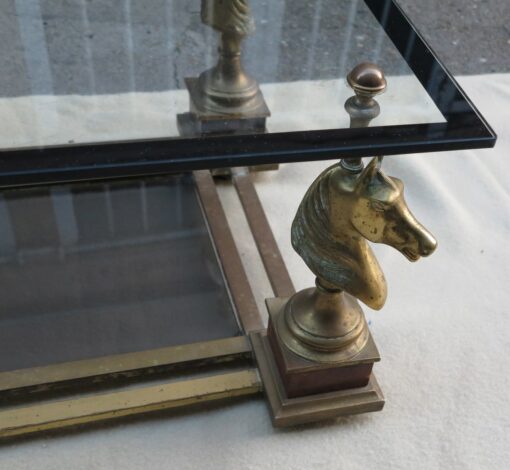 1950/70 Coffee table horses heads in the Style of Maison Charles plated feet to wallnut - Image 6