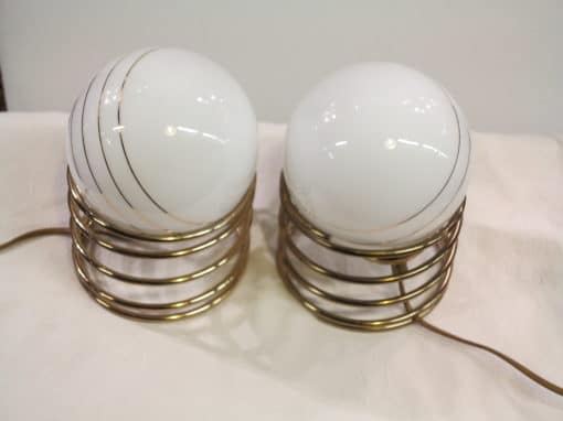 1970' Pair of lamps with golden planet satellite lines on spring - Image 4
