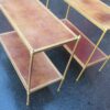 Paire d Etageres en bronze  Maison Bagués et 2 plateaux gainés de cuir beige – Image 8