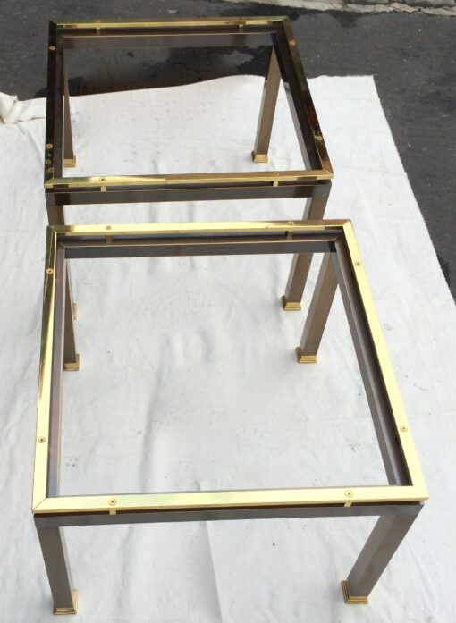 70' pair of sofas brass and bronze - Image 3