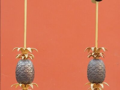 1950/70' Pair of lamps pineapple in bronze 2 colours in the style of Maison Charles