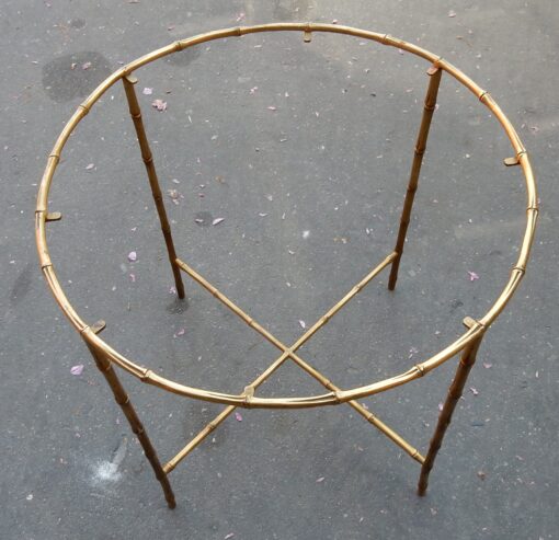 1950,70' Round Pedestal Table Model  Bamboo Maison Bagués Top Oxyded And Olded Mirror - Image 5