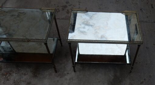 1950/70' Pair  Of End Of Sofa Maison Bagués  With Tops In Oxyded mirror With Openwork Galleries 60 X 38 cm - Image 7