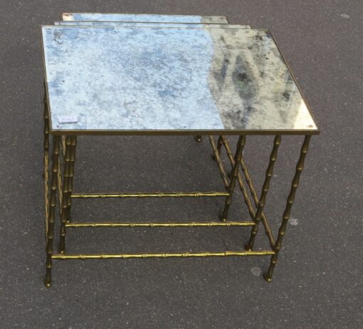 1950/70 Série de 3 Tables Gigognes Modèle Bambou avec Pieds Maison Baguès – Image 2