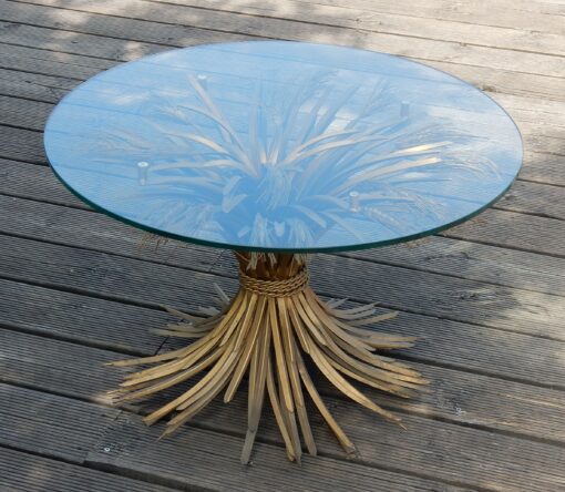 1970' Pedestal Table or Coffee Table in the Style YSL in Gilted Iron - Image 8