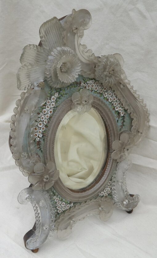 Murano Mirror Decorated with Flowers in Micromosaique - Image 6