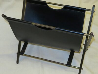Porte revue Jacques Adnet skaï et bronze ou laiton doré