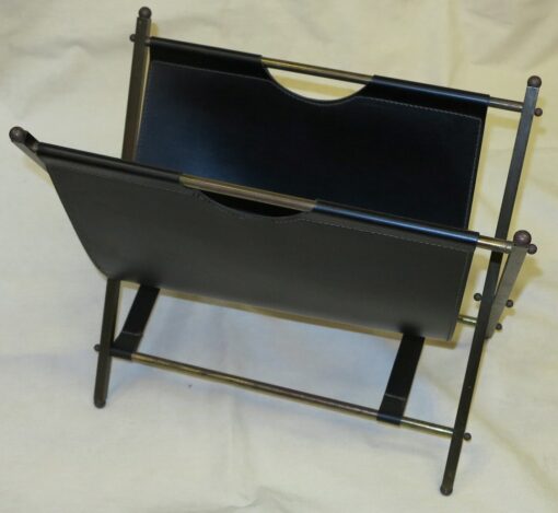 1950/70 Jacques Adnet skaï and brass carry newspaper