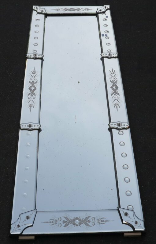 1900' Venice Rectangular Mirror with Flowers and Bubbles 200 x 67 cm - Image 2