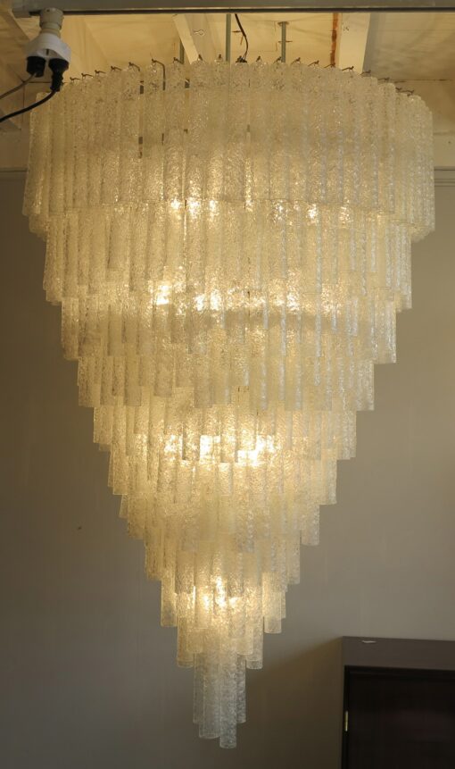 1970' chandelier Venini crystal of Murano of shape pipes 434 crystals - Image 4