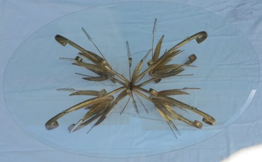 Sheaf of wheat style oval golden and silvery Coco Chanel cofee table - Image 6