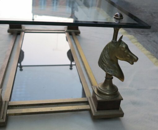 1950/70 Coffee table horses heads in the Style of Maison Charles plated feet to wallnut - Image 5