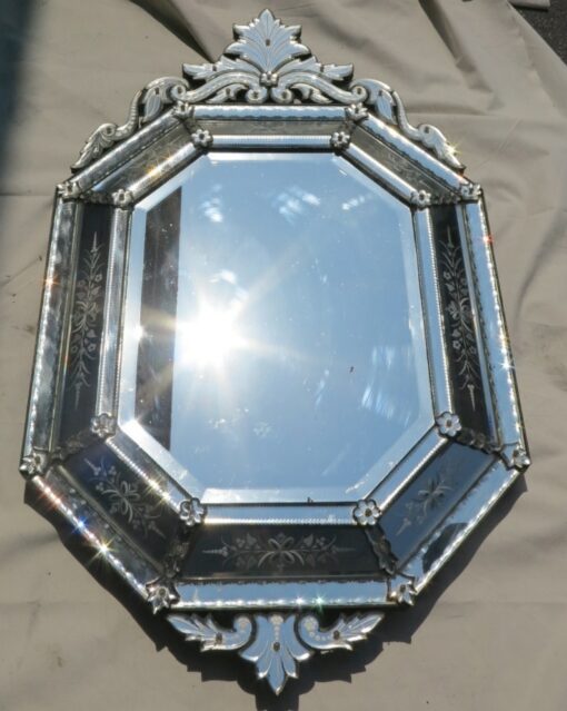 1880' Octagonal Mirror Has Front Wall Napoleon III