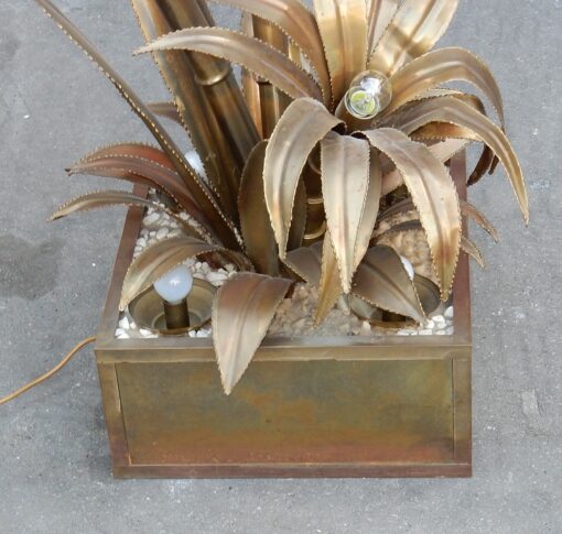 1970' Plante Éclairante en Laiton Maison Jansen 3 Têtes Style Baroque – Image 5