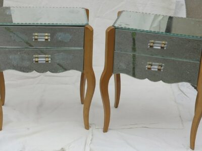 Pair of side bed art deco mirror