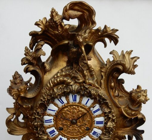 1840' Pendule Rocaille en Bronze par Denier à Paris "Un Monde Aquatique" – Image 2