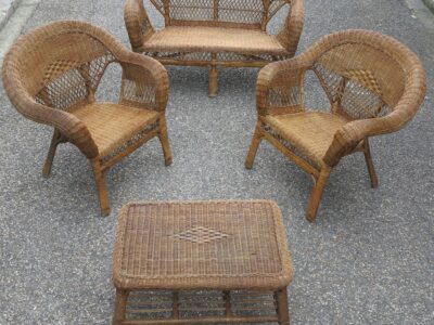 Salon Osier 1950 / 4  piéces