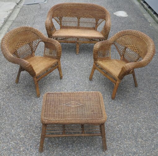 Salon Osier 1950 / 4  piéces