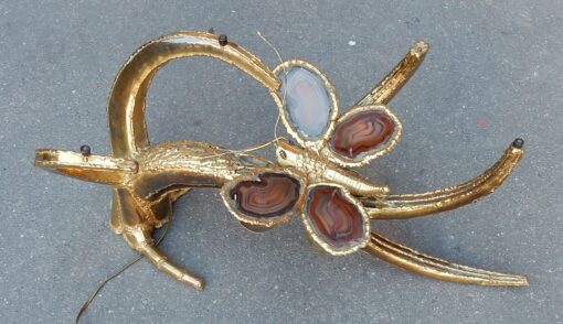 1970' Cofee Table Butterfly Duval Brasseur With Wings Agates - Image 3