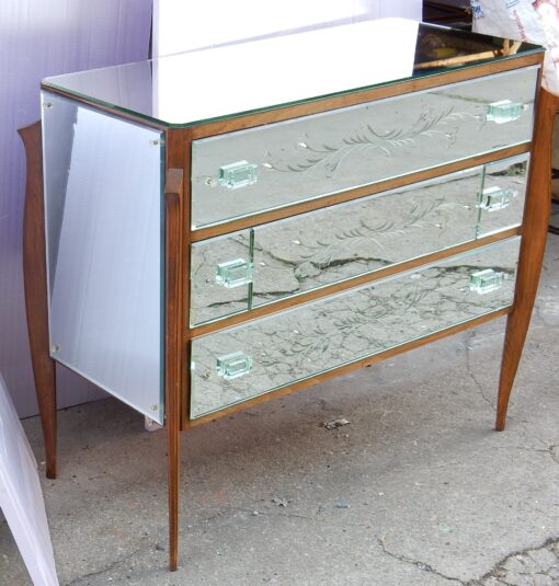 1960/70 Commode Art Déco Miroir 3 Tiroirs Décorés – Image 5