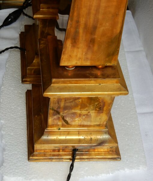 1970 ' Pair of Lamps Obelisks in Brass In The Style Of Maison Jansen - Image 5