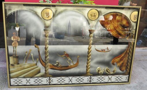 1950′ Eglomised Panel “Gondola ride for the Carnival of Venice” - Image 2