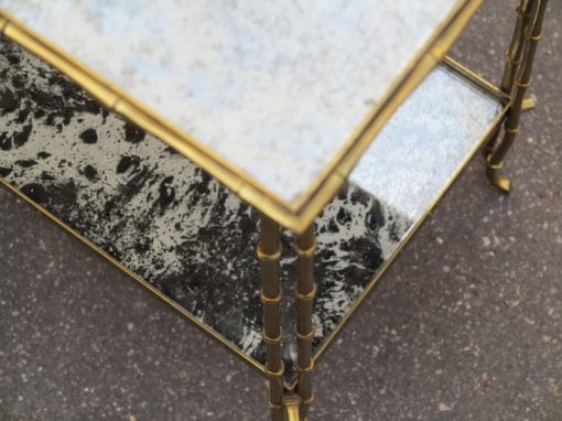 1970' Shelf  in Brass Maison Bagués ,Bamboo Model Top oxyded silvered miror - Image 6