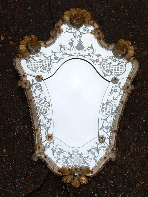 1950/70' Romantic Mirror Murano Mr et Mme H 87 x 59 cm - Image 6