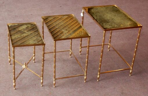 1950/70 Series of 3 gicognes tables Modél Bamboo  Maison Bagues - Image 3