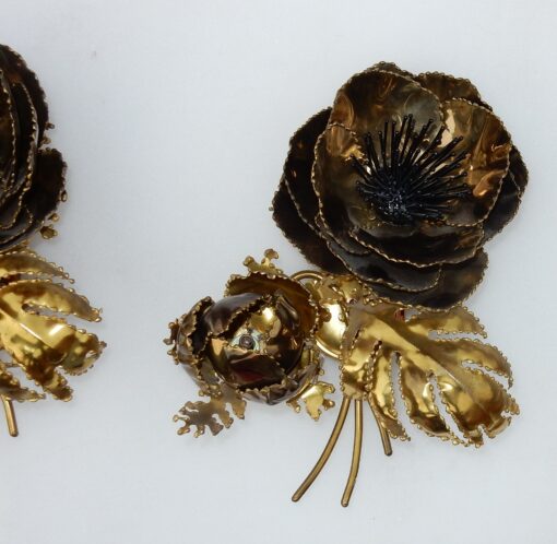 1970 ' Wall Lamp Pair Anemones Maison Jansen in Brass - Image 3